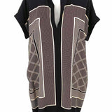 Vince Women's Black Beige Size S tunic Silk Geometric Dress