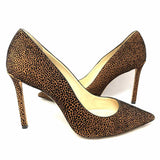 JIMMY CHOO Women's Black Brown Size 38.5/8 Stiletto Velvet Speckled Pumps