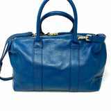 Tory Burch Brody Blue Boston Pebbled Leather Satchel