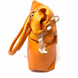 LanVie Orange Zip Leather Tote