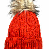 Mirmaru Orange Pom Pom Knit Beanie