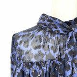 Kate Spade Women's Black Navy Size M Ruffled Leopard Print Dress