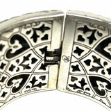 Brighton Zahra Love Enamel Blue Silver Tone Hinged Mandala Bangle