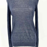 Theory Women's Navy Size S/P Crew Linen Blend Lightweight Sweater