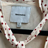 REFORMATION Women's Cream Size 6 mini Viscose Polka Dot Dress