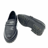REISS Women's Black Size 38/7.5 Lugsole Leather Penny Loafers