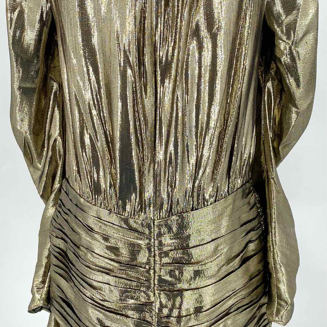 ML Monique Lhuillier Women's Gold Size 8 Drop Waist Metallic Dress
