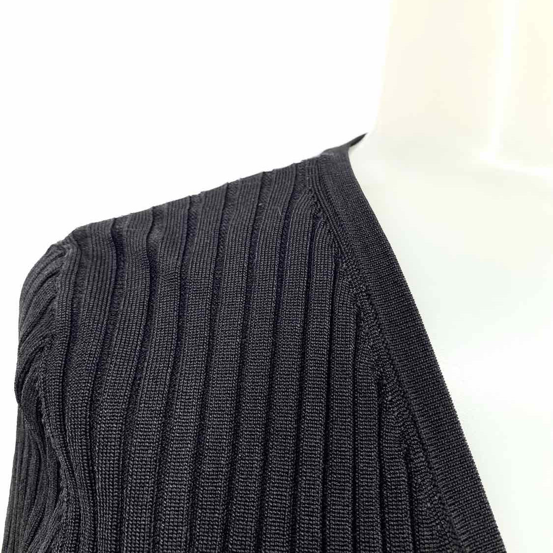 White House Black Market Women's Black Size M Tie Front Ribbed Crop Cardigan