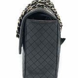 Chanel 1996-97 Single Flap Medium Micro Quilt Black Flap Leather Shoulder Bag