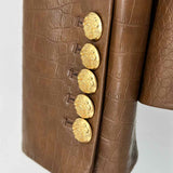 VERONICA BEARD Lawrence Women's Brown Size 10 Double Breasted Croc Jacket