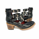 Freebird Felicity Women's Black Size 7 Buckle Leather Studded Bootie