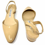 Manolo Blahnik Aspro Women's Beige Size 37.5/7.5 Slingback Patent Leather Pumps