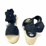 Eileen Fisher Women's Black Size 9.5 Espadrille Suede Strappy Sandals