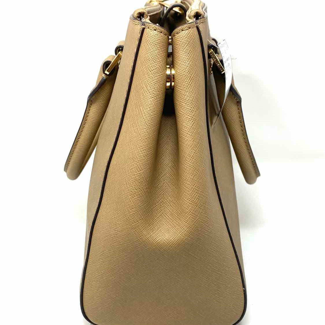Michael by Michael Kors Kellen Light Brown Saffiano Leather Satchel