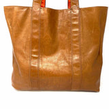 Coach Brown Orange Reversible Leather Tote