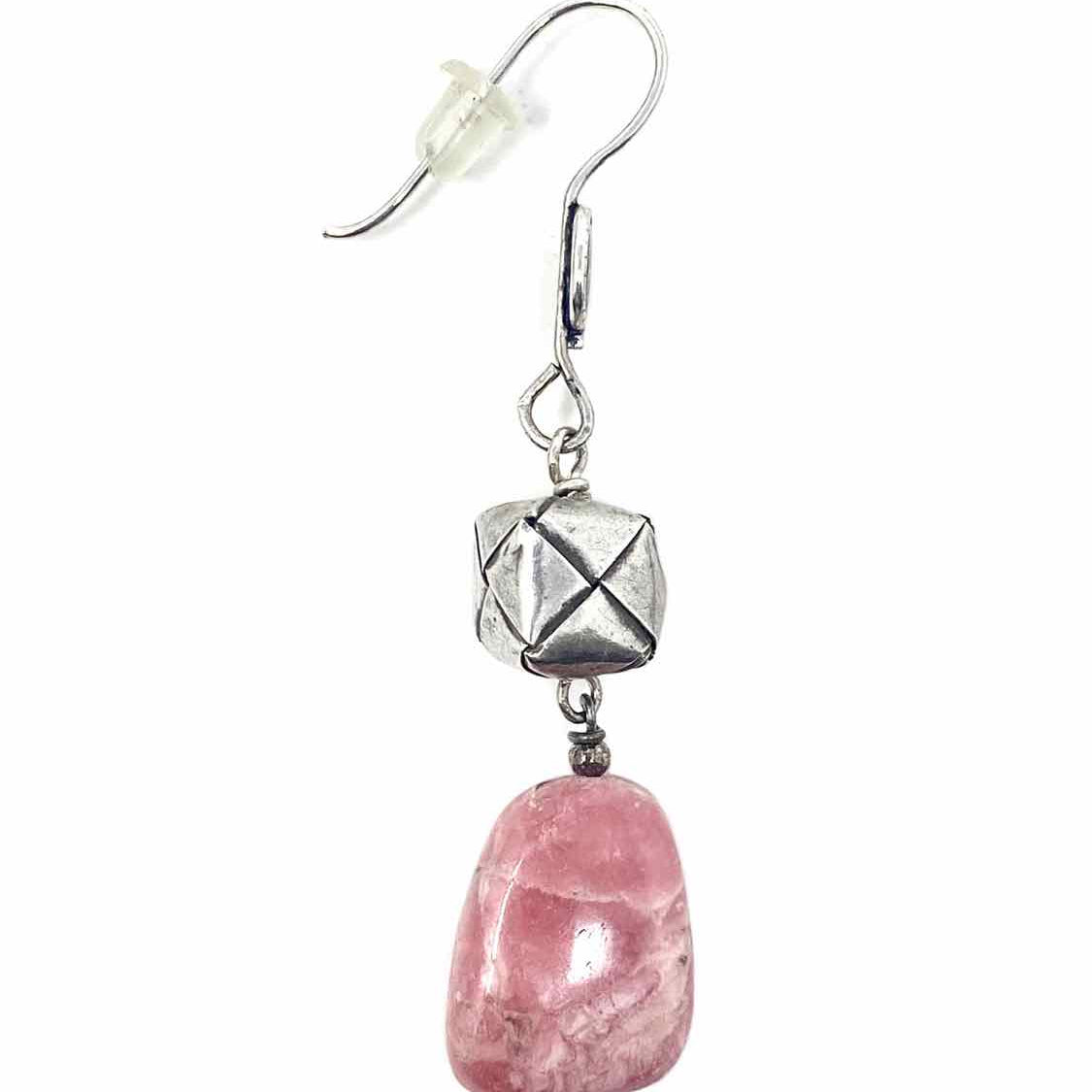 Carolyn Markis Sterling Silver Woven Swirl Rose Quartz Earrings