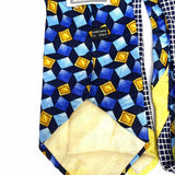 GIANNI VERSACE Silk Blue Yellow Geometric Medusa Necktie