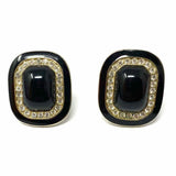 Black Rectangle 1" Crystal Earrings