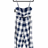 J Crew Women's Navy White Size 14 Sleeveless Gingham Jump Suit