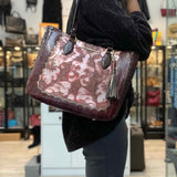 Brahmin Verona Burgundy Croc Embossed Leather Tote