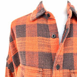 R13 Women's Cropped Work Shirt Orange Size M Button Down Gingham Long Sleeve