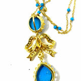 .925 Gold Vermeil Gold Tone / Blue Bow Turquoise Necklace