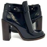 Tory Burch Hyde Women's Navy Size 7 Block Heel Patent Leather Perforated Bootie