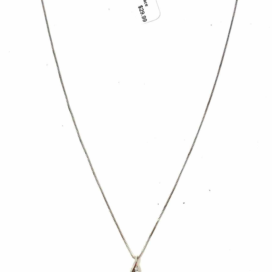 .925 Sterling Silver 18 in Swirl Crystal Necklace