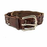 Brown Woven 30" Studded Leather Belt