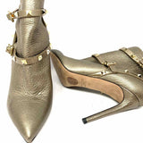 VALENTINO GARAVANI Women's Silver Size 39/9 Stiletto Leather Metallic Bootie