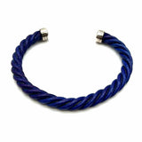 DAVID YURMAN Cable Classics 925 Sterling Silver Blue Twist Leather Cuff