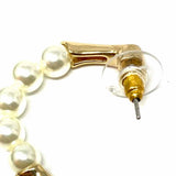Natasha Ivory Gold Tone Hoop Faux Pearl Earrings