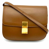 Celine 2011 Classic Box Brown Flap Leather Shoulder Bag