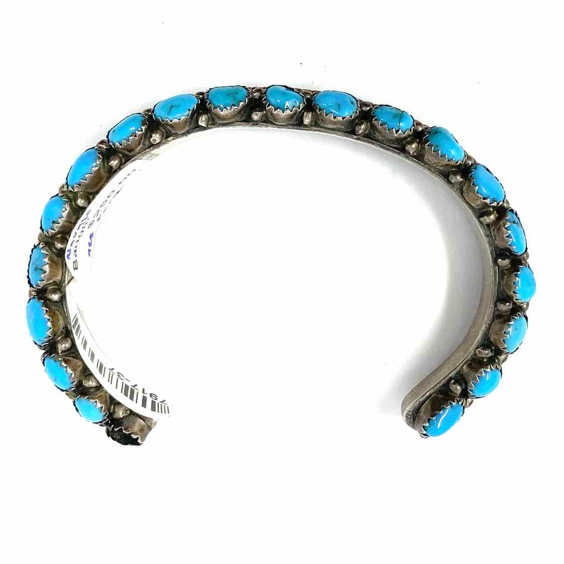Navajo Snake Eye Sterling Silver Dots Turquoise Bangle