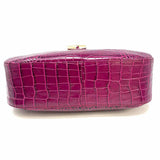 Longchamp La Roseau Purple Croc Embossed Leather Shoulder Bag