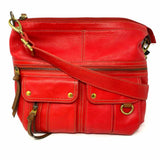 Fossil Morgan Traveler Red Crossbody Pebbled Leather Shoulder Bag