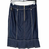 ADOLFO DOMINGUEZ Women's Dark Blue Size 40/10 Knee Length Denim Pleated Skirt