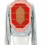 Ridge Works Women's Light Blue Size L Button Down Denim Patchwork Jacket