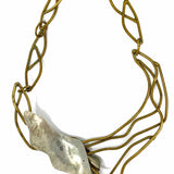 Joseph Boris Silver & Bronze Tone Abstract Flower Collar