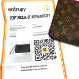LOUIS VUITTON 2014 Neverfull Pochette Brown Rectangular Monogram Wristlet
