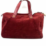 LOEWE Red Boston Anagram Suede Satchel