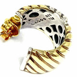 LAGOS 925 & 18K Two-tone Huggie Caviar Stripe Earrings