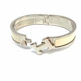 Hermes Clic H PM White Silver Tone Hinged Bangle