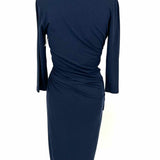 M.M. LAFLEUR Women's Navy Size M Ruched Asymetric Dress