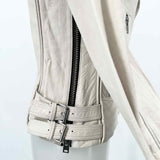 IRO Women's Cream Size 38/6 Asymmetrical Leather Moto Jacket