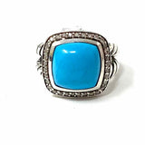 DAVID YURMAN Albione Turquoise size 6 .925 Sterling Silver Diamond Ring