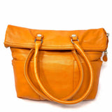 LanVie Orange Zip Leather Tote