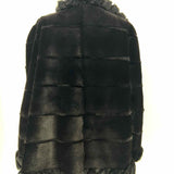 Women's Black Size L Button Down Reversible Faux Fur Ribbed Coat