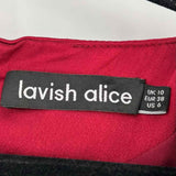 Lavish Alice Holley Women's Red Size 6 Puff Sleeve Satin Ruched Dress
