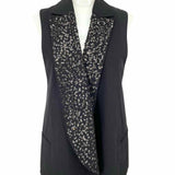 Ann Demeulemeester Women's Black Size 38/M Open Front Wool Sequined Vest